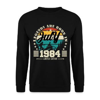 Juillet 1984. Cadeau d'anniversaire juillet 1984. - Sweat-shirt Unisexe - noir - Devant - Alina (178cm) & Michal (187cm)