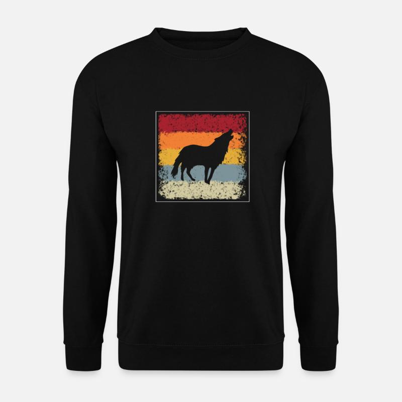 Wolf Retro - Unisex Pullover - Schwarz