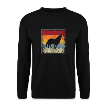 Wolf Retro - Unisex Pullover - Schwarz - Vorne - Alina (178cm) & Michal (187cm)
