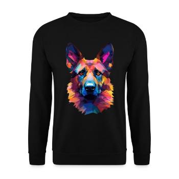 Polygone Art Berger Allemand - Canine géométrique - Sweat-shirt Unisexe - noir - Devant - Alina (178cm) & Michal (187cm)