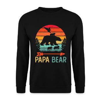 Papa Ours Retro Vintage Humour Cadeau - Sweat-shirt Unisexe - noir - Devant - Alina (178cm) & Michal (187cm)