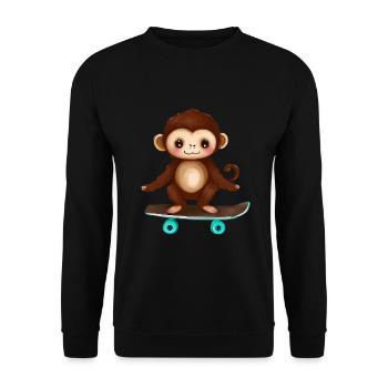 Monkey on skateboard - Unisex Sweatshirt - black - Front - Alina (178cm) & Michal (187cm)