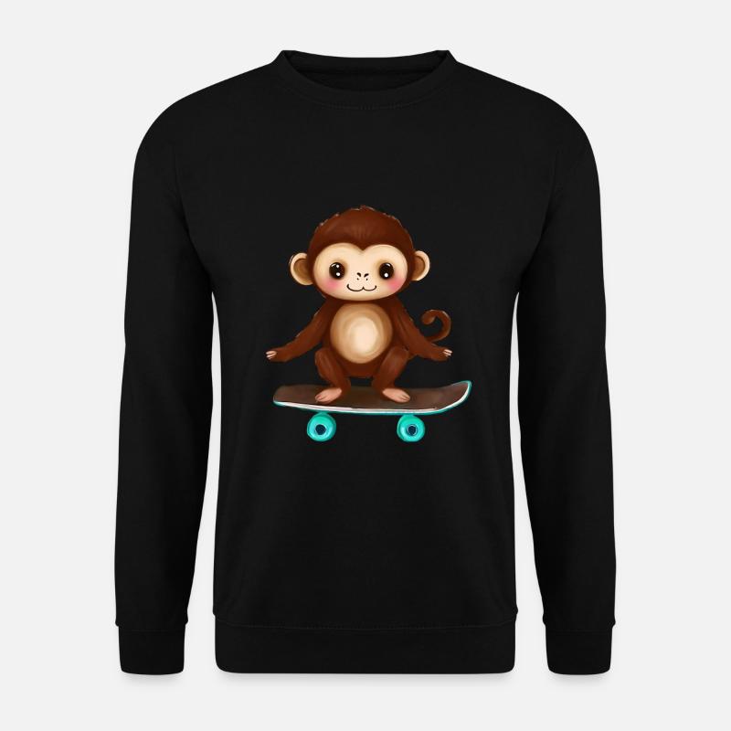 Affe auf Skateboard - Unisex Pullover - Schwarz