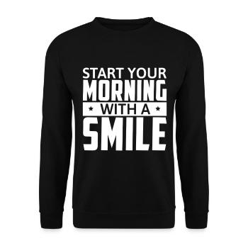 Start Your Morning With A Smile - Unisex Sweatshirt - black - Front - Alina (178cm) & Michal (187cm)