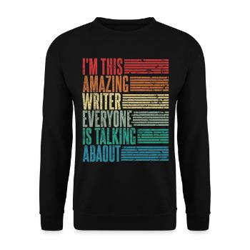 Writer Writer Gift Retro - Unisex Sweatshirt - black - Front - Alina (178cm) & Michal (187cm)