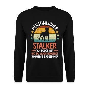 Hund Staffy - Unisex Pullover - Schwarz - Vorne - Alina (178cm) & Michal (187cm)