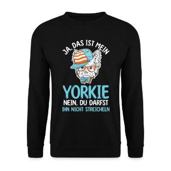 Hund Yorkie - Unisex Pullover - Schwarz - Vorne - Alina (178cm) & Michal (187cm)