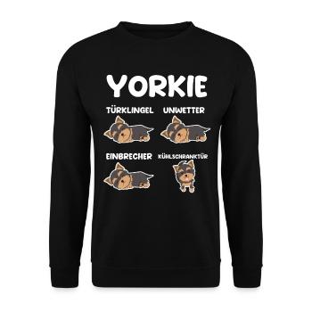 Hund Yorkie - Unisex Pullover - Schwarz - Vorne - Alina (178cm) & Michal (187cm)