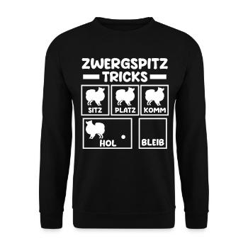 Hund Zwergspitz - Unisex Pullover - Schwarz - Vorne - Alina (178cm) & Michal (187cm)