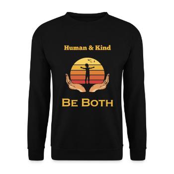 Human and Kind - Be Both - Unisex Pullover - Schwarz - Vorne - Alina (178cm) & Michal (187cm)