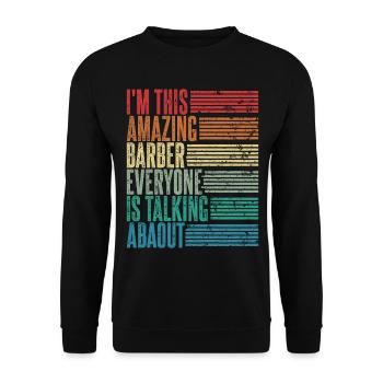 Barbier Barbier Coiffeur Cadeau Coiffeur - Sweat-shirt Unisexe - noir - Devant - Alina (178cm) & Michal (187cm)