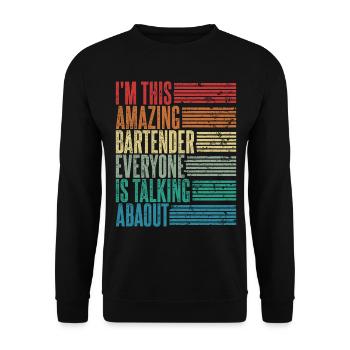 Vintage Barkeeper Barkeeperin Geschenk Retro - Unisex Pullover - Schwarz - Vorne - Alina (178cm) & Michal (187cm)
