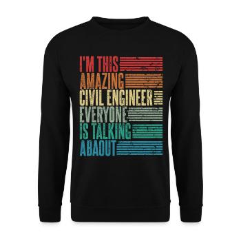 Vintage Ingénieur Civil Ingénieur Civil Cadeau Rétro - Sweat-shirt Unisexe - noir - Devant - Alina (178cm) & Michal (187cm)