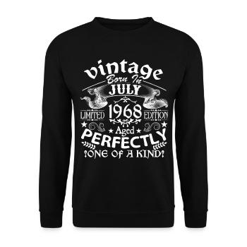 Juli 1968 | Geburtstag 1968 Jahrgang Juli - Unisex Pullover - Schwarz - Vorne - Alina (178cm) & Michal (187cm)