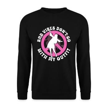 Hippie Peace Zeichen Frieden Blumen Blumenkind - Unisex Pullover - Schwarz - Vorne - Alina (178cm) & Michal (187cm)