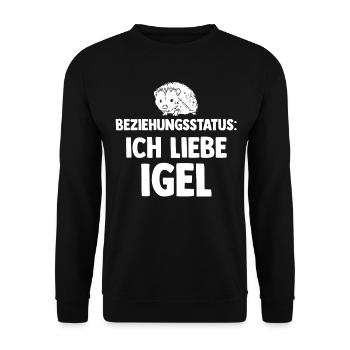 Tiermotiv Beziehungsstatus Igel - Unisex Pullover - Schwarz - Vorne - Alina (178cm) & Michal (187cm)