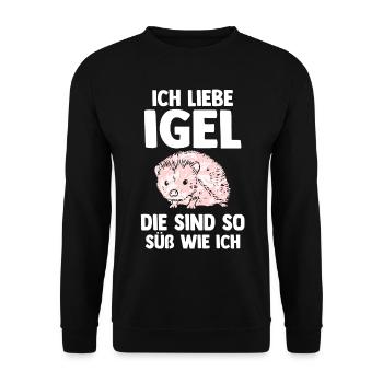 Tiermotiv Igel - Unisex Pullover - Schwarz - Vorne - Alina (178cm) & Michal (187cm)