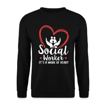 Travailleur social c’est un travail de cœur travailleur social - Sweat-shirt Unisexe - noir - Devant - Alina (178cm) & Michal (187cm)