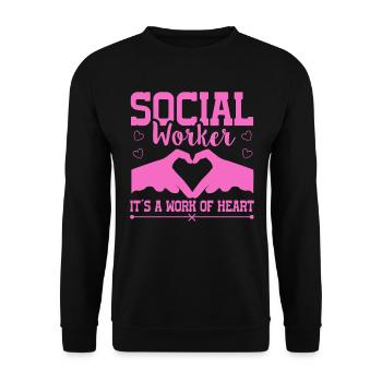 Travailleur social c’est un travail de cœur travailleur social - Sweat-shirt Unisexe - noir - Devant - Alina (178cm) & Michal (187cm)
