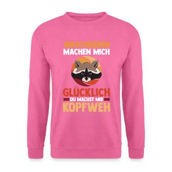 Tiermotiv Waschbär - Unisex Pullover - Pink - Vorne