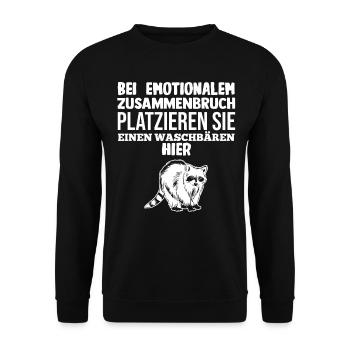 Tiermotiv Waschbär - Unisex Pullover - Schwarz - Vorne - Alina (178cm) & Michal (187cm)