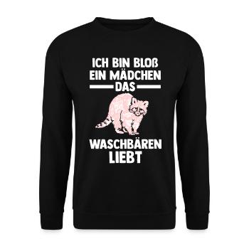 Tiermotiv Waschbär - Unisex Pullover - Schwarz - Vorne - Alina (178cm) & Michal (187cm)