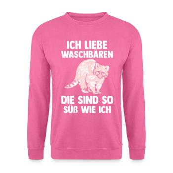 Tiermotiv Waschbär - Unisex Pullover - Pink - Vorne