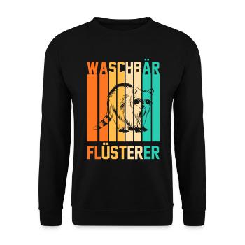Tiermotiv Waschbär - Unisex Pullover - Schwarz - Vorne - Alina (178cm) & Michal (187cm)