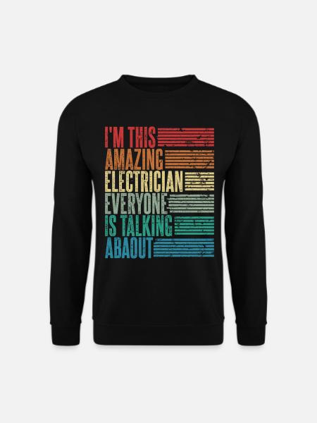 Vintage Elektriker Elektrikerin Geschenk Retro - Unisex Pullover - Schwarz