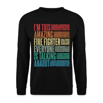 Vintage Feuerwehr Feuerwehrmann Geschenk Retro - Unisex Pullover - Schwarz - Vorne - Alina (178cm) & Michal (187cm)