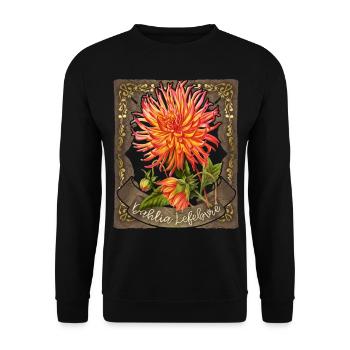 Dahlie Illustration, vintage botanische Zeichnung - Unisex Pullover - Schwarz - Vorne - Alina (178cm) & Michal (187cm)