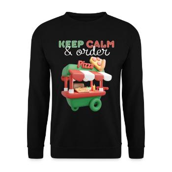 Pizza Verkaufswagen, 3d Pizza Truck, Streetfood - Unisex Pullover - Schwarz - Vorne - Alina (178cm) & Michal (187cm)