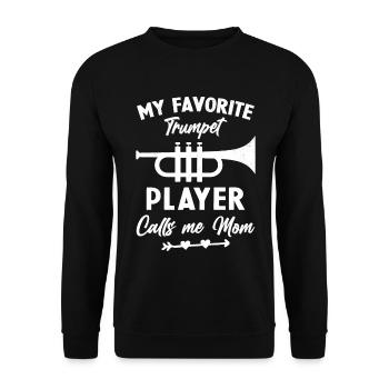 Frau, meine Lieblingstrompeterin, nennt mich Mama - Unisex Pullover - Schwarz - Vorne - Alina (178cm) & Michal (187cm)