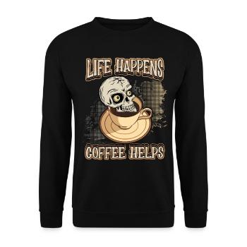 Coffee coffee drinker funny saying with skull - Unisex Sweatshirt - black - Front - Alina (178cm) & Michal (187cm)