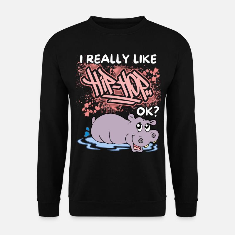Lustiges Nilpferd, Flusspferd, Hip-Hop Spruch, Pun - Unisex Pullover - Schwarz