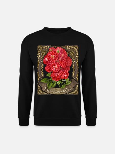 Antike Rose, botanische Rose, Vintage Rosen - Unisex Pullover - Schwarz