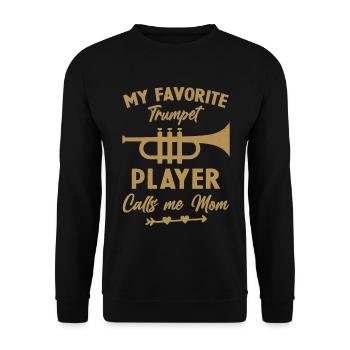 Frau, meine Lieblingstrompeterin, nennt mich Mama - Unisex Pullover - Schwarz - Vorne - Alina (178cm) & Michal (187cm)