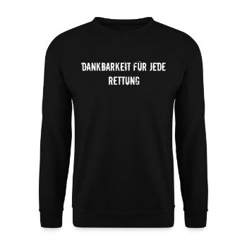 Feuerwehr - Dankbarkeit für jede Rettung - Unisex Pullover - Schwarz - Vorne - Alina (178cm) & Michal (187cm)