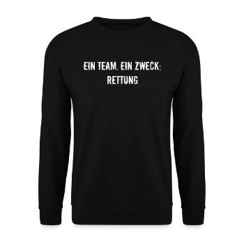 Feuerwehr - Ein Team. Ein Zweck: Rettung - Unisex Pullover - Schwarz - Vorne - Alina (178cm) & Michal (187cm)