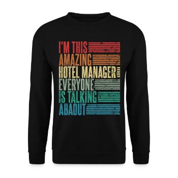 Hotel Manager Hotel Manager Gift Retro - Unisex Sweatshirt - black - Front - Alina (178cm) & Michal (187cm)