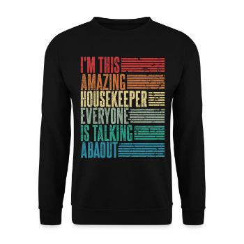 Vintage Housekeeper Housekeeper Gift Retro - Unisex Sweatshirt - black - Front - Alina (178cm) & Michal (187cm)