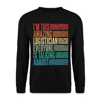 Vintage Logistiker Logistikerin Geschenk Retro - Unisex Pullover - Schwarz - Vorne - Alina (178cm) & Michal (187cm)