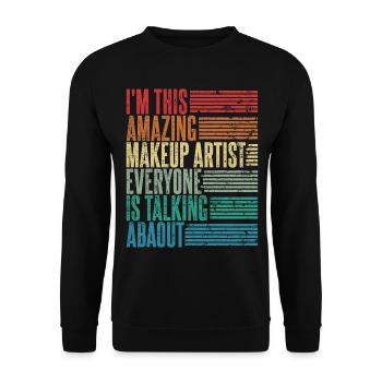 Visagistin Makup Artist Maskenbildnerin Geschenk - Unisex Pullover - Schwarz - Vorne - Alina (178cm) & Michal (187cm)