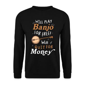 Banjo Shirts For Men Bluegrass Appalachia Folk - Unisex Sweatshirt - black - Front - Alina (178cm) & Michal (187cm)