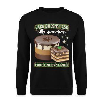 Kuchen, Süßigkeit, Schokolade, 3d lustiger Spruch - Unisex Pullover - Schwarz - Vorne - Alina (178cm) & Michal (187cm)