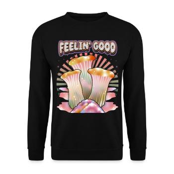 Magic Mushrooms, Psychedelische Pilze, Spruch - Unisex Pullover - Schwarz - Vorne - Alina (178cm) & Michal (187cm)