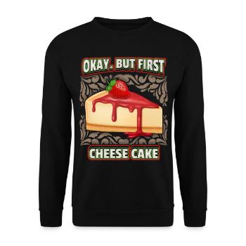 Cheesecake, funny saying with strawberry cheese cake - Unisex Sweatshirt - black - Front - Alina (178cm) & Michal (187cm)