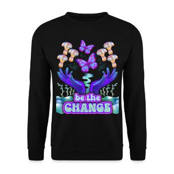 Psychedelische Pilze, Mushroom, lustiger Spruch - Unisex Pullover - Schwarz - Vorne - Alina (178cm) & Michal (187cm)