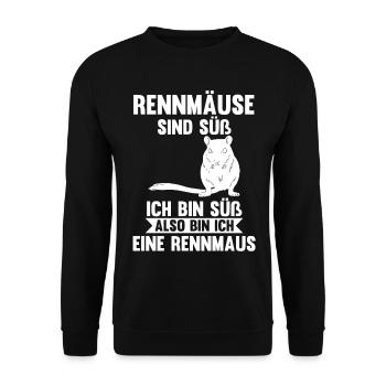 Maus Mäuse Rennmaus - Unisex Pullover - Schwarz - Vorne - Alina (178cm) & Michal (187cm)