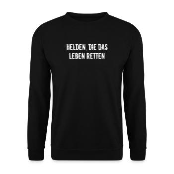 Feuerwehr - Helden, die das Leben retten - Unisex Pullover - Schwarz - Vorne - Alina (178cm) & Michal (187cm)